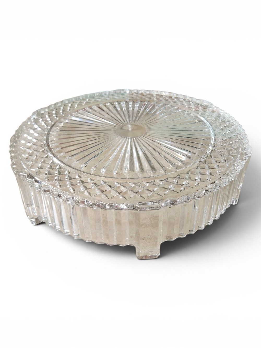 Estate Clear 24% Lead Crystal Cake Stand Diamond Cut